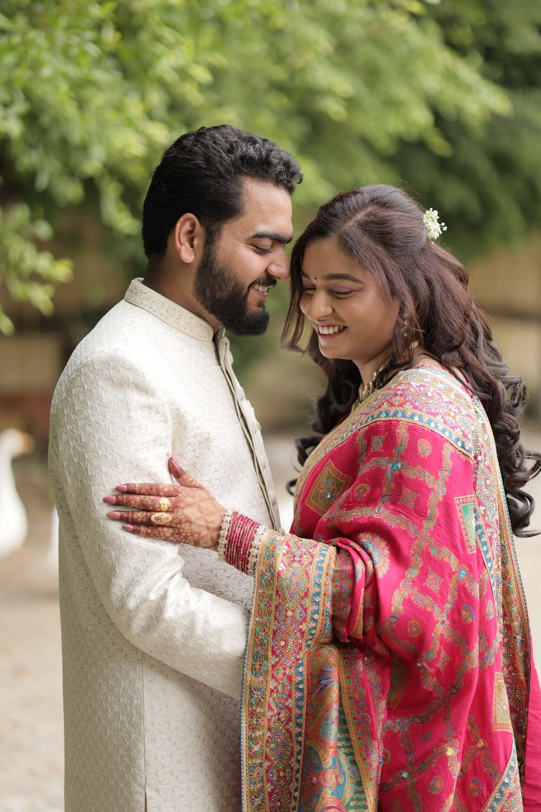 Anshi and Satyam sharing a close, smiling moment